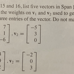 List 5 vectors in span v1 v2