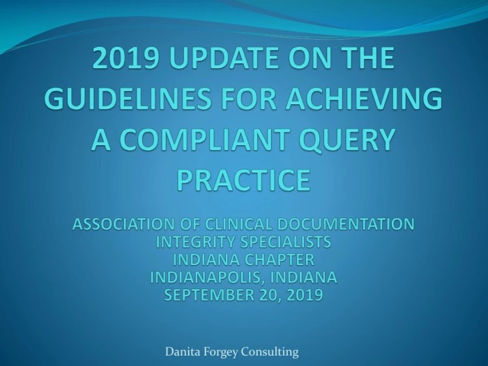 Guidelines for achieving a compliant query practice